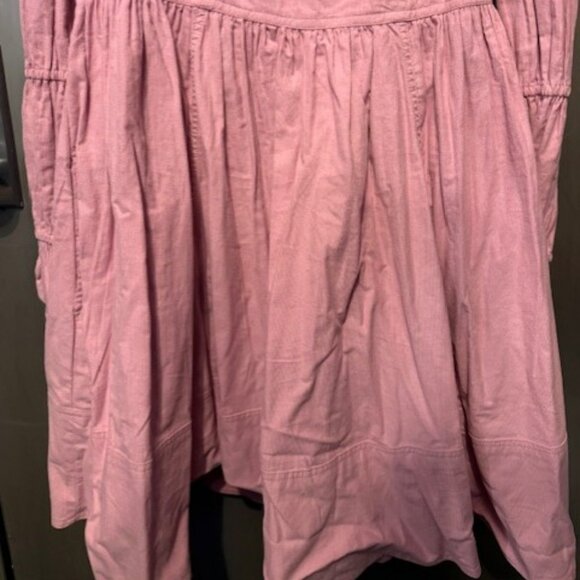 Pilcro Square-Neck Bubble Gum Pink Corduroy Babydoll Mini Dress - Picture 9 of 16